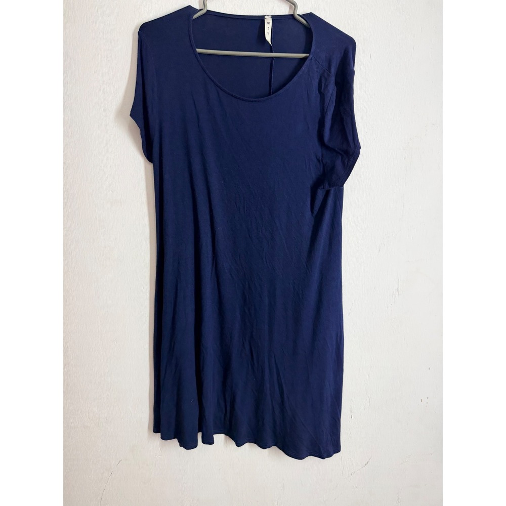 MTS Navy Blue Short Sleeve T-Shirt Dress Size Medium Scoop Neck Swing Mini